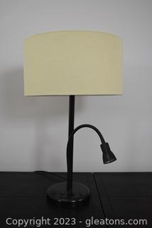 Tall Dual Function Table Lamp with LED Gooseneck Light 